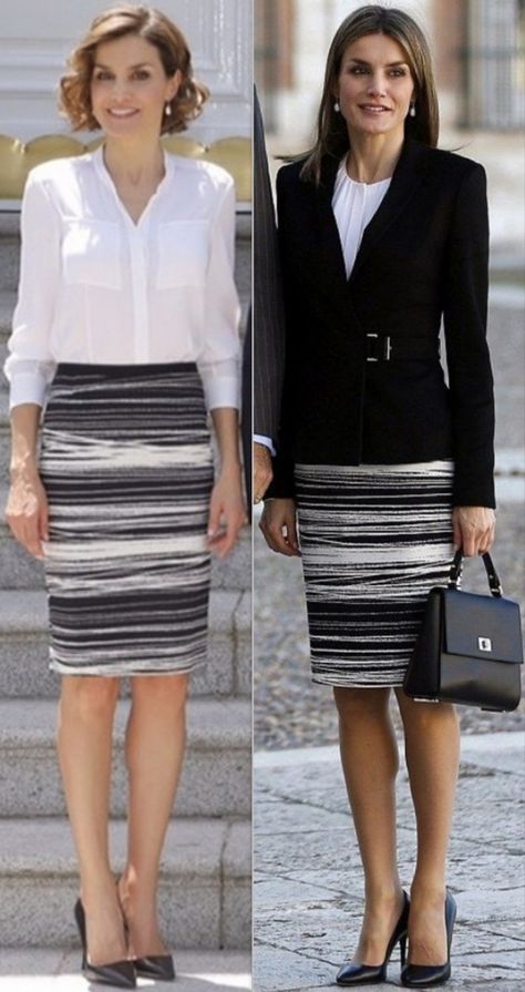 Letizia Ortiz Rocasolano Senior Fashion, Short Skirts Outfits, Hobble Skirt, Princess Letizia, Estilo Real, Quick Braided Hairstyles, Queen Letizia, Work Outfits Women, Street Style Looks