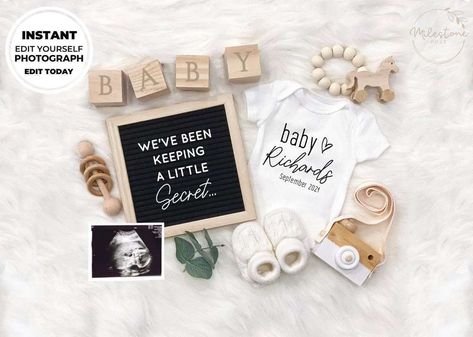 Social Media Pregnancy Announcements | CatchMyParty.com First Time Pregnancy Announcement Ideas, Easter Baby Announcement, Ivf Pregnancy Announcement, Easter Pregnancy Announcement, Announcement Photoshoot, Fall Pregnancy, Ivf Pregnancy, Digital Announcement