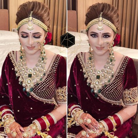 5,718 Likes, 45 Comments - AMRIT KAUR (@amritkaur_artistry) on Instagram: “She to me is an impressive manifestation of beauty, deep brown eyes , maroon lehenga carefully…” Deep Brown Eyes, Amrit Kaur, Pakistan Bride, Maroon Lehenga, Indian Bridal Photos, Bridal Makeover, Lehnga Dress, Indian Bridal Lehenga, Bridal Lehenga Red