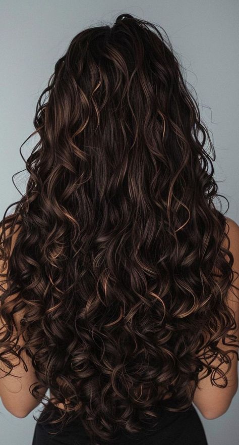 Indian Hair Texture, Long Layered Hair For Curly Hair, Long Loose Curly Hair, Long Curly Hair Haircuts, Long Permed Hairstyles, Long Curly Hair Naturally, Curly Hair Layers Long, Indian Highlights, Curly Hair Long Layers