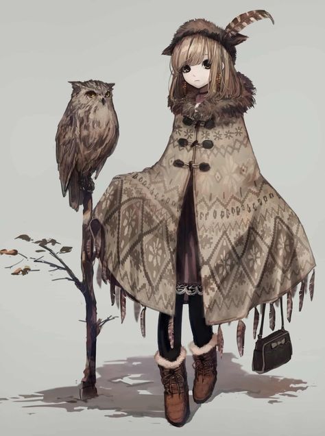 Owl Girl, Conceptual Artwork, Bird Girl, Dungeons And Dragons Characters, Owl Art, Cute Anime Pics, Dnd Characters, Cute Characters, Fantasy Character