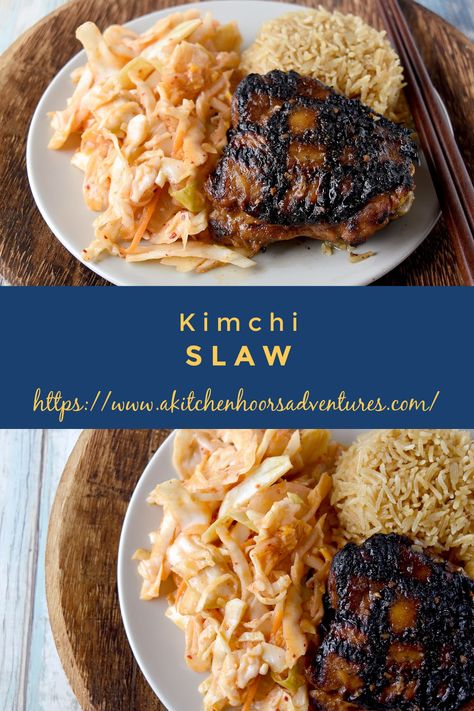 Kimchi Slaw Recipes, Bon Chon, Kimchi Slaw, Unique Side Dishes, Friends Recipes, Slaw Recipes, Cookout Food, Homemade Salads, Homemade Salad Dressing