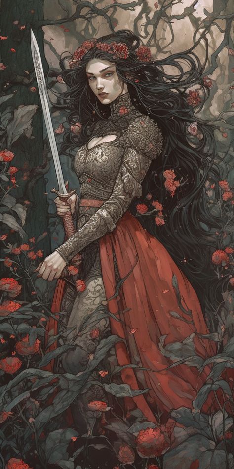 Neural Network, Female Knight, Aragon, Dnd Characters, Fantasy Artwork, Character Portraits, Pattern Floral, Dark Fantasy Art, Pretty Art