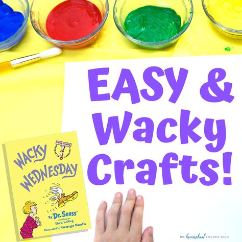 EASY Wacky Wednesday Crafts 20 simple, low prep Wacky Wednesday ideas to help create a memorable and wacky day for your kids! Find Wacky Wednesday STEM activities, wacky crafts, and wacky surprises! Wacky Wednesday Ideas, Wednesday Crafts, Wednesday Ideas, Dr Seuss Preschool Activities, Read Across America Week, Dr Seuss Preschool, Dr Seuss Activities, Dr Seuss Crafts, Mathematics Activities