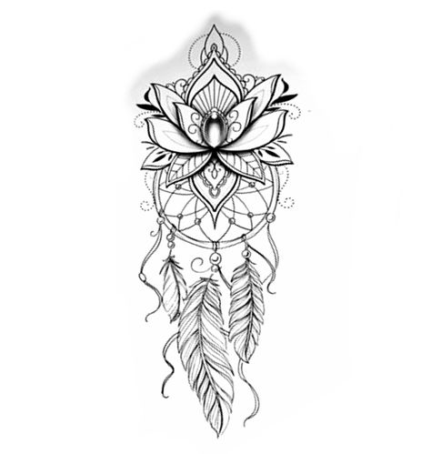 Leg Tattoos Women Dream Catcher, Mandala Dream Catcher Tattoo Design, Dream Cater Tattoos, Dreamer Catcher Tattoos, Lotus Flower Dream Catcher Tattoo, Dream Catcher Mandala Tattoo, Dream Catcher Thigh Tattoo Women, Dream Catcher Sleeve Tattoo For Women, Dream Catcher Tattoo Back