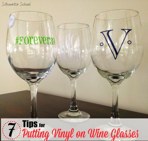 Cricut On Glassware, Best Vinyl For Glassware, Glass Vinyl Design, Vinyl On Glassware, Vinyl On Wine Glasses, Vinyl On Glass, Vinyl Projects Silhouette, Silhouette School Blog, Silhouette Cameo Ideas