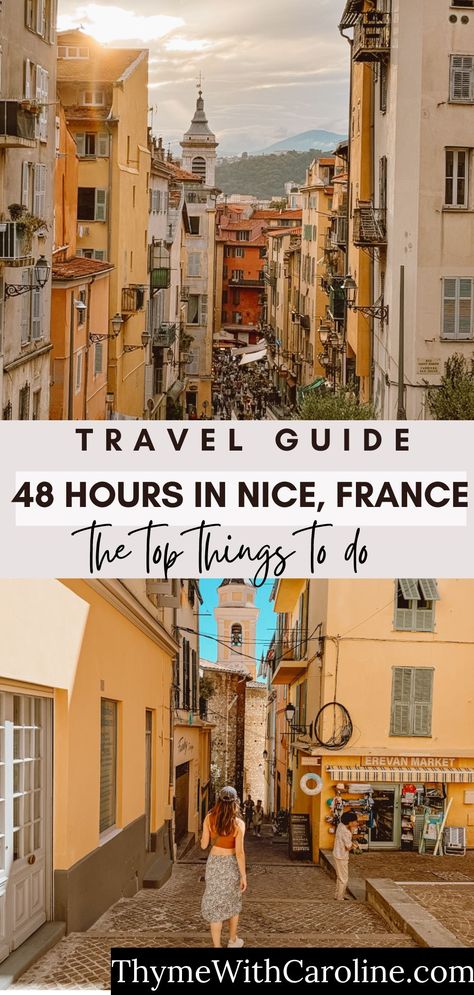 Traveling to Nice, France? Follow this travel guide on how to spend 48 hours, including restaurants, beaches, and activities. Enjoy your time on the French Riviera with this easy itinerary. Travel Nice France, Nice France Things To Do, Old Nice France, Nice France Itinerary, Nice France Aesthetic, Nice France Travel, France Itinerary, France Travel Guide, Paddle Boat