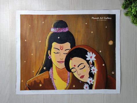 Canvas painting | ram siya painting Ram Ji Painting On Canvas, Ram Canvas Painting, Siya Ram Painting, Ram Painting, Animation Character Drawings, Sita Rama, Origami Butterfly Easy, Ram Siya, Siya Ram