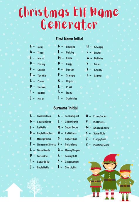 Christmas Elf Name Generator: 150+ Elf Names 🎄 | Imagine Forest Elf Name Generator For Kids, Christmas Elf Names Funny, Christmas Names Ideas, Snowman Names, Christmas Elf Name Generator, Christmas Elf Names, Elf Name Generator, Funny Name Generator, Ward Activities