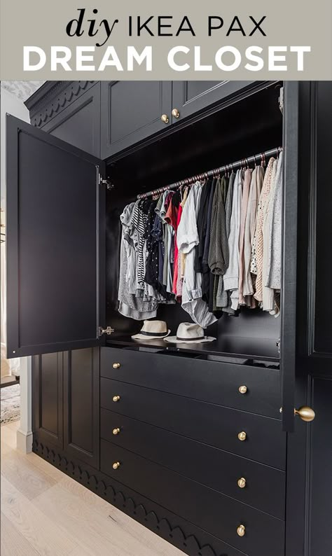 The Ultimate Ikea Closet Hack Home Decor Business Ideas, Ikea Closet Hack, Doors And Trim, Ikea Pax Hack, Pax Closet, Paint Cabinets, Big Closet, Cabinet Faces, Jenna Sue Design