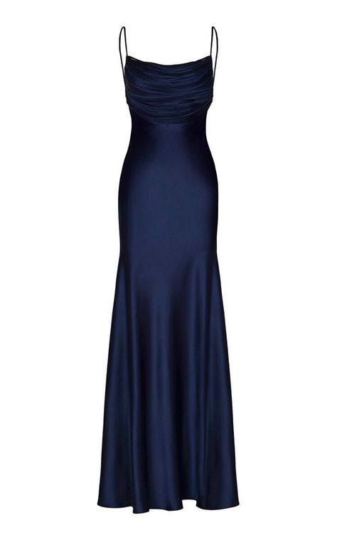 Satin Long Prom Dress, Prom Dress Inspo, Clothes Board, Random Clothes, Blue Silk Dress, Prom Dress Inspiration, Cute Prom Dresses, Pretty Prom Dresses, Maxi Dress Navy