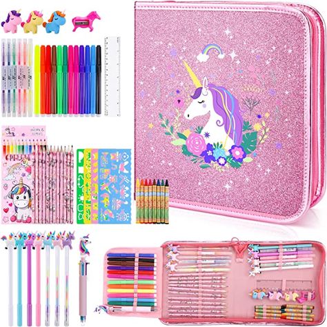 Scented Markers, Art Supplies For Kids, Unicorn Pencil, Unicorn Pencil Case, Crayon Painting, Art Sets For Kids, School Pencil Case, Crayon Drawings, Glitter Unicorn