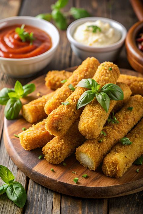 7 Easy Steps to Vegan Mozzarella Sticks Vegan Mozzarella Sticks, Bruschetta Bites, Vegan Zucchini Fritters, Crispy Sweet Potato Fries, Sweet Potato Fries Baked, Vegan Mozzarella, Vegan Zucchini, Dairy Free Cheese, Mozzarella Sticks