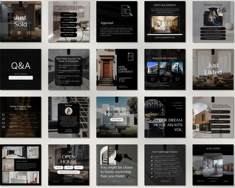 50 Ready-To-Post Realtor Instagram Post Templates Canva Templates Business Real Estate Agency Real Estate Ig Feed, Home Builder Social Media, Real Estate Instagram Posts Ideas, Realtor Aesthetic, Realtor Social Media Posts, Realtor Posts, Minimal Branding Design, Real Estate Post, Agency Instagram