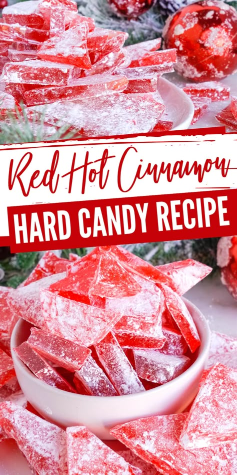 Cinnamon Rock Candy Recipe, Cinnamon Rock Candy, Hard Candy Recipe, Candy For Christmas, Rock Candy Recipe, Cinnamon Hard Candy, Christmas Candy Easy, Easy Christmas Candy Recipes, Hard Candy Recipes