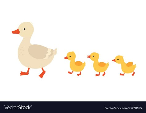 Ducklings Cute, Mother Duck And Ducklings, 가족 일러스트, Duck Tattoos, Duck Illustration, Duck And Ducklings, Duck Drawing, Duck Cartoon, Family Drawing