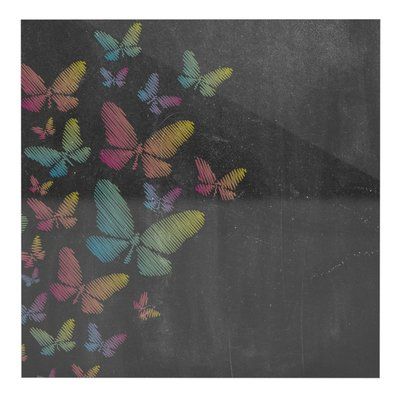 East Urban Home 'Butterflies' Graphic Art Print on Metal Size: 8" H x 8" W x 1" D Chalkboard Butterfly, Butterfly Backdrop, Spring Backdrop, Fall Chalkboard, Chalkboard Wall Art, Chalkboard Doodles, Sidewalk Chalk Art, Chalkboard Ideas, Photography Backgrounds