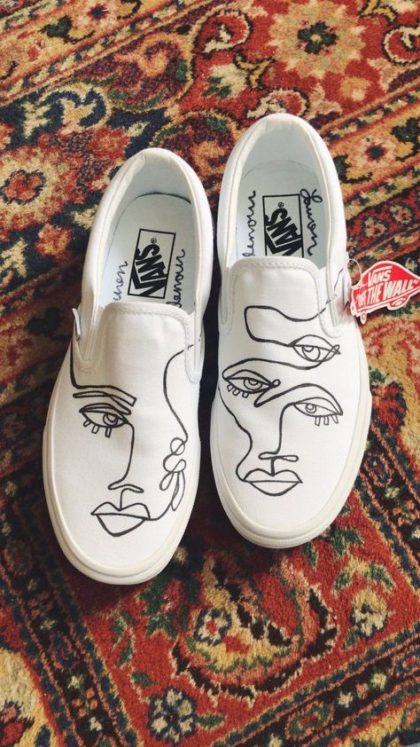 Personalized Vans, Customizing Sneakers, Vans Custom Ideas, Painting Vans, Vans Painted Shoes Ideas, Diy Vans, Custom Slip On Vans, Customized Vans, Hand Painted Vans