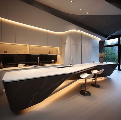 Home Innovations: An Amazing Futuristic Home Villa | Dream Home Inspiration Modern Futuristic House Interior, Modern Futuristic Interior, Futuristic House Interior, Modern Futuristic House, Avant Garde Interior Design, Futuristic Bedroom Ideas, Futuristic Kitchen Design, Futuristic Home Design, Futuristic Kitchen