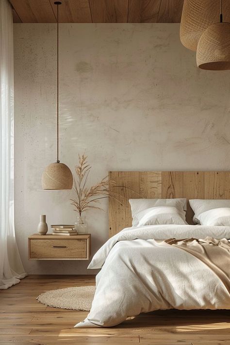 Ideas Habitacion Matrimonio, Ideas Habitacion, Ideas Dormitorio, Boho Chic Interior Design, Modern Organic Bedroom, Diy Headboard Ideas, Bedroom Ideas Farmhouse, Bedroom Ikea, Rustic Room Decor