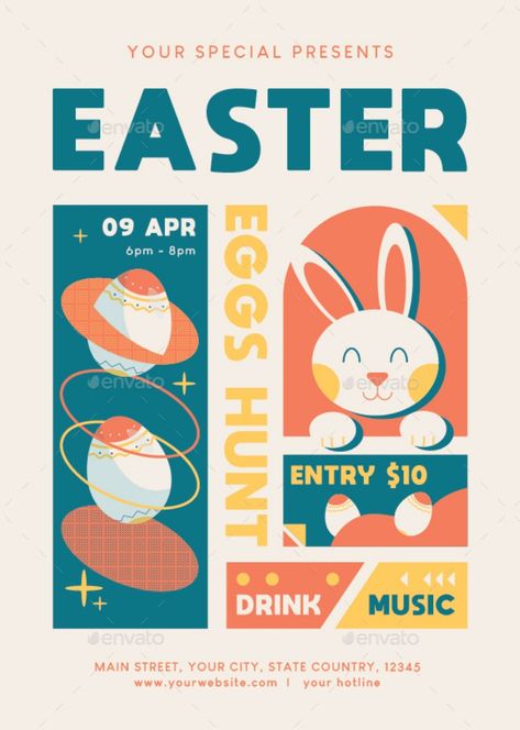 Easter Egg Hunt Flyer Easter Egg Hunt Flyer, Easter Flyers, Easter Poster, Egg Easter, Easter Greetings, Easter Design, Easter Egg Hunt, Egg Hunt, Graphic Design Art