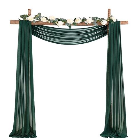 Limited-time deal: Socomi Wedding Arch Draping Fabric 1 Panel 29" x 19Ft Emerald Green Sheer Chiffon Curtain Drapes 6 Yards for Wedding Ceremony Birthday Party Decoration Wedding Arch Draping, Arch Draping, Purple Drapes, Vintage Birthday Parties, Light Sea Green, Draping Fabric, White Drapes, Chair Sashes, Table Runners Wedding