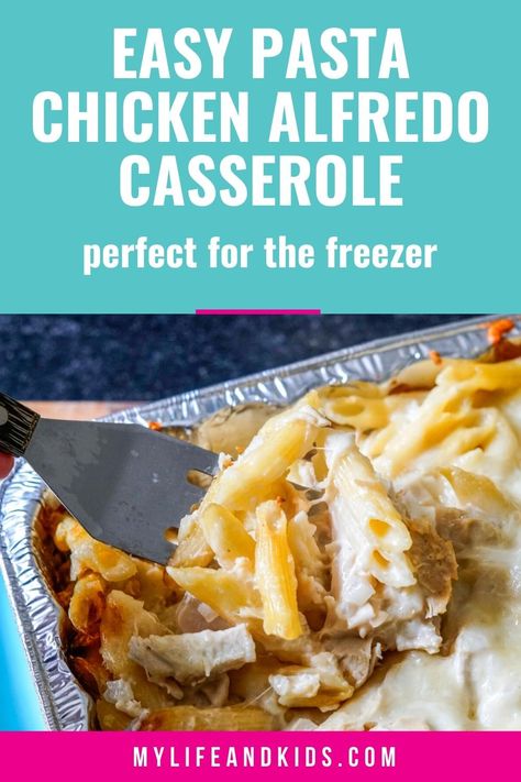 This pasta chicken alfredo freezer casserole recipe has been in my family for multiple generations. With just seven ingredients, this is the perfect make ahead meal that you can store in your freezer for up to six months! I recommend doubling (or even quadrupling) the recipe to make sure your freezer is stocked for a quick and convenient weeknight meal that is comfort food at its finest. Yum! Pasta Chicken Alfredo, Freezer Casserole, Freezer Casseroles, Chicken Alfredo Casserole, Freezer Dinners, Freezable Meals, Freezer Meal Planning, Freezer Friendly Meals, Make Ahead Freezer Meals