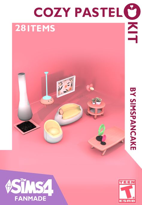 Cozy Pastel Furniture Pack - The Sims 4 Build / Buy - CurseForge Sims 4 Cc Colorful Furniture, Sims 4 Pastel Cc Furniture, Pastel Sims 4 Cc, Sims 4 Cozy Bedroom, Sims 4 Pastel Cc, Sims 4 Cc Furniture Bedroom, Sims 4 Recolors, Pastel Mirror, Pastel Furniture