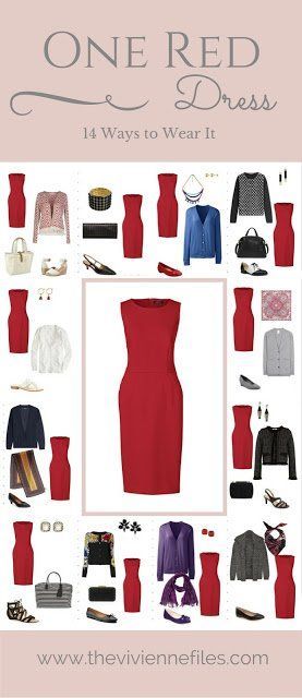 One Red Dress in a Capsule Wardrobe: Fourteen Ways to Wear It Red Dress Office Outfit, Red Dress Accessories, Stile Casual Chic, Vivienne Files, Red Black Dress, The Vivienne, Red Dress Women, Red Dress Outfit, Fashion Capsule