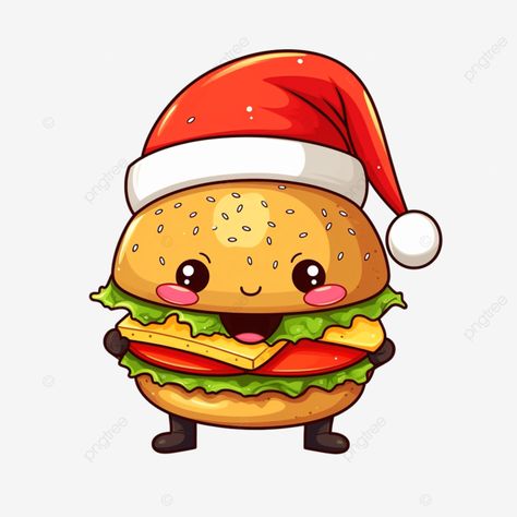 cute and funny kawaii sandwich burger and pizza character wearing santa^s hat for christmas cute f Kawaii Sandwich, Pizza Character, Burger Drawing, Burger Cartoon, Sandwich Burger, Food Burger, Funny Kawaii, Really Cute Puppies, Cartoon Png