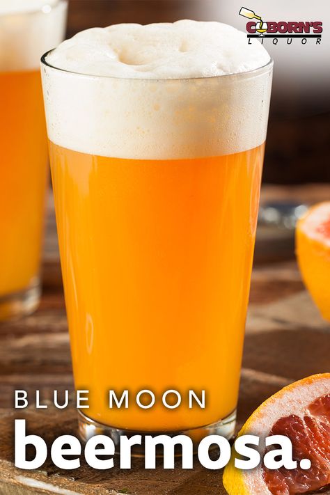 Blue Moon Beer Recipes, Beer Mosa, Manmosa Recipe, Blue Moon Drinks, Beermosa Recipe, Blue Mimosa, Blue Moon Beer, Big Ears, Morning Drinks