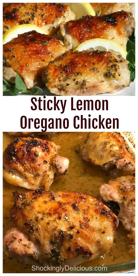 Lemon Oregano Chicken, Herby Chicken, Oregano Chicken, Chicken With Lemon, Chicken Dishes Recipes, Chicken Thigh Recipes, Poultry Recipes, Chicken Dinner Recipes, On Repeat