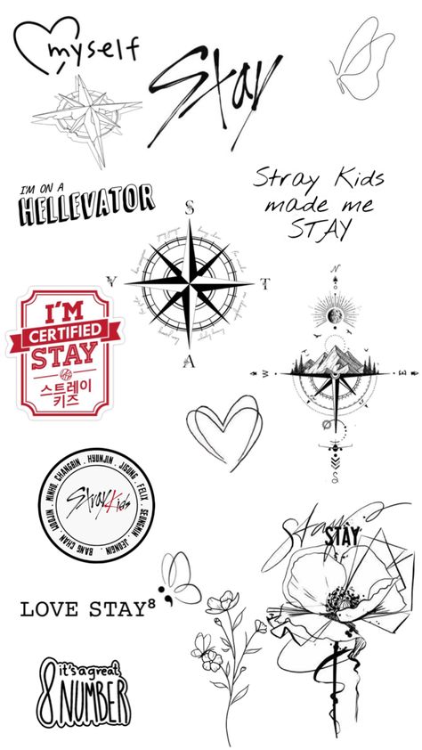 #stay #straykids #skz #collage #youmakestraykidsstay Skz Collage, Kpop Tattoos, Cute Tiny Tattoos, Kpop Drawings, Aesthetic Tattoo, Tattoos For Kids, Kids Icon, Creative Tattoos, Pretty Tattoos