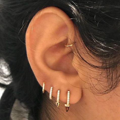 Anti Helix, Pendulum Earrings, Gold Ear Jacket, Lobe Piercings, October Birthstone Jewelry, Cool Ear Piercings, Maria Tash, Cute Ear Piercings, Gold Diamond Earrings Studs