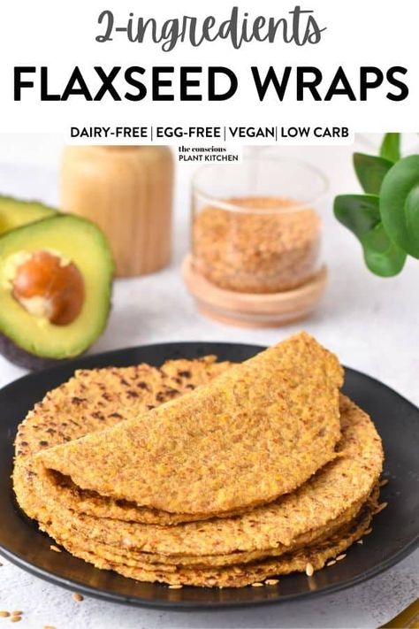 These Flaxseed tortillas are easy 2 ingredients gluten-free wraps made from ground flaxseeds and boiled water. Flaxseed Wraps Recipe, Ground Flaxseed Recipes, 2 Ingredient Wraps, Flaxseed Tortillas, Gluten Free Wraps Recipe, Flaxseed Wraps, Gerd Friendly, Gluten Free Wraps, Boiled Water