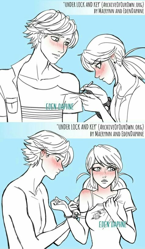 Adrien And Marinette Comic, Marionette X Adrien, Under Lock And Key Miraculous, Male Marinette X Adrien, Marinette And Adrien Comic, Mlb Adrinette, Marichat Comic, Adrien X Marinette, Comics Ladybug