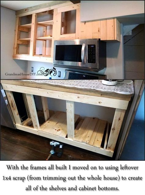 21 DIY Kitchen Cabinets Ideas & Plans That Are Easy & Cheap to Build Build Your Own Cabinets, Diy Kitchen Cabinets Build, Pallet Kitchen Cabinets, Kitchen Cabinet Plans, Building Kitchen Cabinets, Cheap Kitchen Cabinets, Pallet Kitchen, Country Kitchen Cabinets, Cabinet Plans