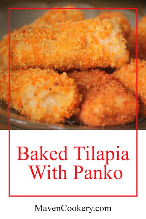 This deliciously easy and healthy baked tilapia with panko dish from Maven Cookery is perfect for a weeknight dinner or a dinner party. Incredibly flavorful and loaded with crunchy, savory goodness, you won't believe that this dish requires only a handful of ingredients and minimal prep. The panko coating adds the perfect golden crispy texture to the tilapia fillets and the flavors of the seasonings will keep you coming back for more. Baked Tapila Fish Recipes, Oven Fried Tilapia, Talopia Fish Baked, Tilapia Panko, Panko Tilapia Baked, Crispy Baked Tilapia Recipes, Recipes For Tilapia Fillets Baked, Panko Tilapia, Tilapia Fish Recipes Easy