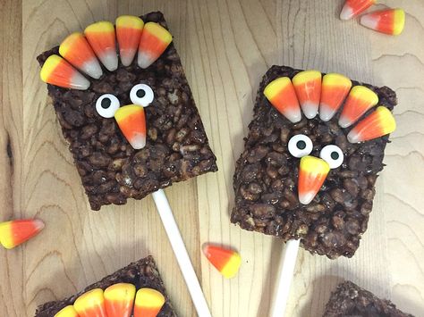 Turkey Rice Crispy Treats, Chocolate Rice Krispies Treats, Thanksgiving Rice, Thanksgiving Chocolates, Rice Krispies Treat, Chocolate Rice Krispies, Turkey Rice, Chocolate Rice Krispie Treats, Snowman Treats