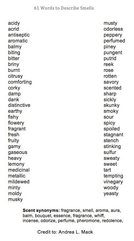 Words to describe smells and odors Writing Things, Creative Writing Tips, Descriptive Words, Word Choice, Writing Characters, Descriptive Writing, English Writing Skills, Words To Use, Book Writing Tips