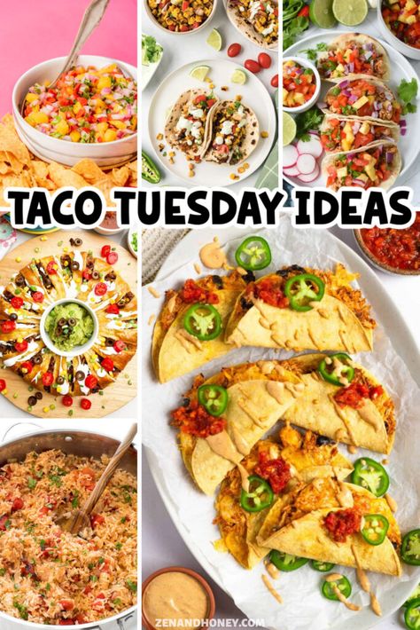 40+ Taco Tuesday Ideas That Steal The Show - ZEN AND HONEY Taco Tuesday Ideas, Taco Night Ideas, Ground Pork Tacos, Baja Shrimp Tacos, Tuesday Dinner, Layered Bean Dip, Ground Turkey Tacos, Mexican Night, Baked Chicken Tacos