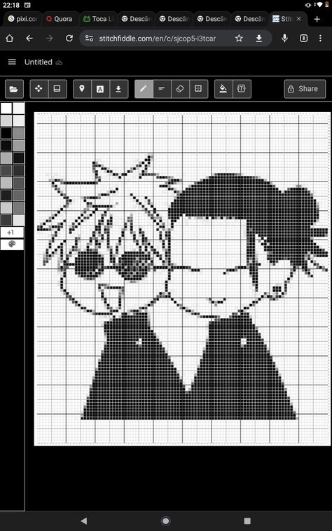 Jjk Pixel Art Grid, Gojo Satoru Pixel Art Grid, Anime Crochet Grid, Gojo Pixel Art, Jjk Crochet, Jjk Cross Stitch, Jjk Alpha Pattern, Jjk Crochet Tapestry, Gojo Cross Stitch