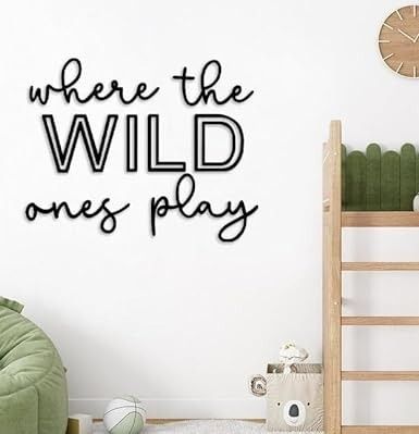 Playroom Wall Decor, 24" XL Where The Wild Ones Play Nursery Sign Acrylic Wall Art Decoration for Kids Toddler Room Decor Boys and Girls Home Bedroom Word Sign (Acrylic - Black) : Amazon.ca: Tools & Home Improvement Wall Art Boys Bedroom, Playroom Words On Wall, Wild Ones Playroom, Large Wooden Signs Wall Decor, Playroom Vinyl Wall Decals, Neutral Playroom Decor, Fall Playroom Decor, Boho Playroom Wall Decor, Play Room For Kids At Home Boys