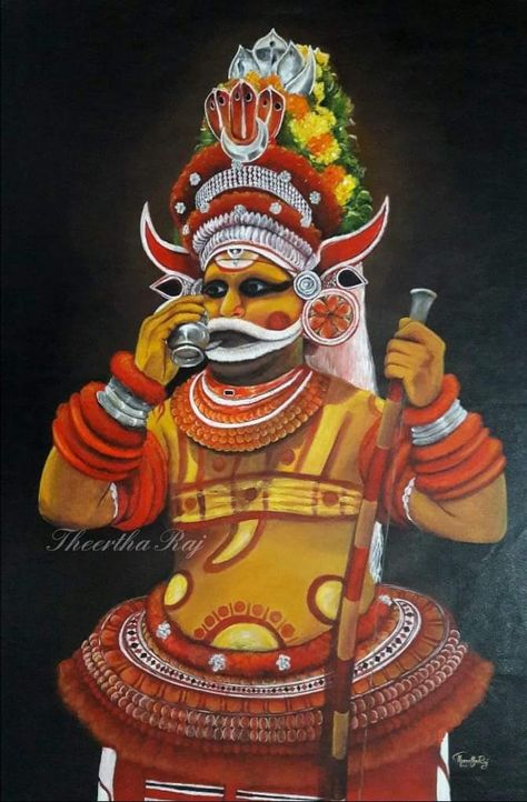 Geethopadesam Images, Muthappan Painting, Muthappan Theyyam Painting, Muthappan Drawing, Theyyam Paintings, Muthappan Theyyam, Muthappan Wallpaper Hd, Theyyam Painting, Gold And Black Wallpaper