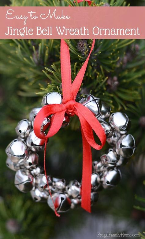 These jingle bell wreath ornaments are so easy to make and add a little jingle to you Christmas tree. You only need 4 things to make them and a few minutes to make each one. My kids helped me to make ours and they turned out great. Jingle Bell Wreath, Jingle Bell Crafts, Bell Wreath, Wreath Ornaments, Frugal Christmas, Christmas Wreaths Diy Easy, Christmas Crafts For Kids To Make, Christmas Wreaths To Make, 12 December