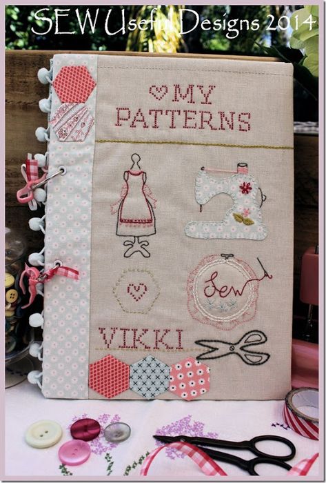 My Patterns front cover small File Cover, File Decoration Ideas, Fabric Book Covers, Book Cover Diy, Love Scrapbook, Fabric Journals, Embroidery Book, Fabric Book, Love Sewing