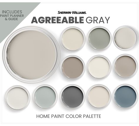 Shitake Paint Sherwin Williams Coordinating Colors, Colors That Go With Agreeable Gray, Accent Colors For Agreeable Gray, Agreeable Gray Complimentary Colors, Agreeable Gray Coordinating Colors, Gray Coordinating Colors, Agreeable Grey Color Scheme, Paint Placement, Trim Cabinets