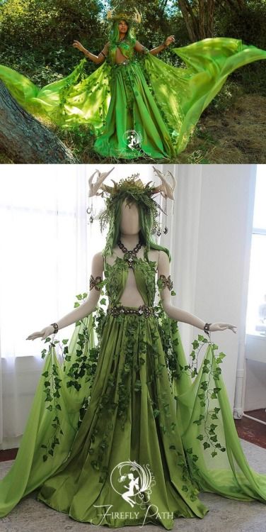 Festival Outfits Ideas, Persephone Costume, Trendy Festival Outfits, Mother Nature Costume, Firefly Path, Nature Outfits, Elf Cosplay, Mannequin Dress, Diy Kostüm