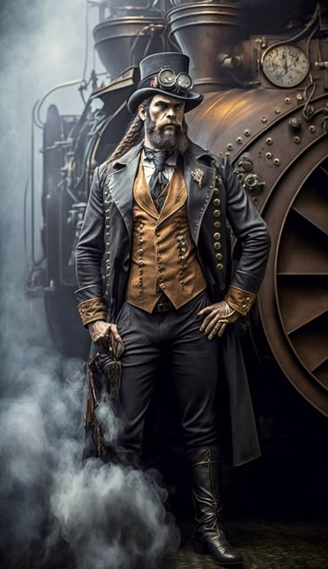 Steampunk Aesthetic Dark, Steampunk Swordsman, Steampunk Mechanic Character Design, Steampunk Aristocrat Character, Futuristic Steampunk, Steam Punk Aesthetic, Steampunk Engineer Female, Steampunk World, Steampunk Machines