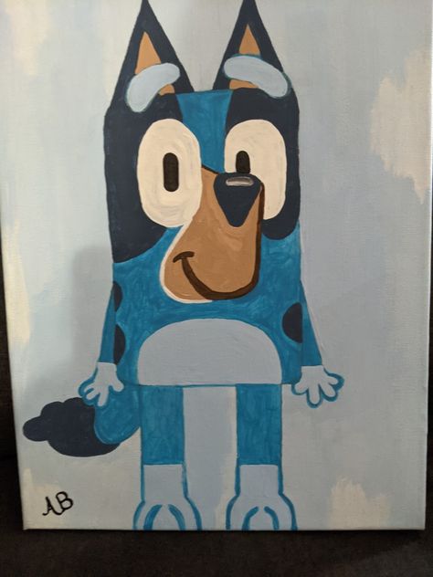 Bluey Painting Ideas, Bluey Canvas Painting, Bluey Painting, Bluey Cartoon Painting, Painting Ideas On Canvas Dogs Easy, Bluey Cartoon Canvas Painting, Cute Dog Canvas Paintings, Easy Disney Drawings, Cartoon Painting